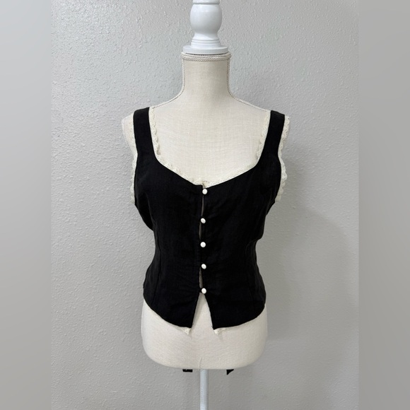 A. REN DARCY BLACK  LINEN TANK TOP size M NWT - Picture 3 of 12